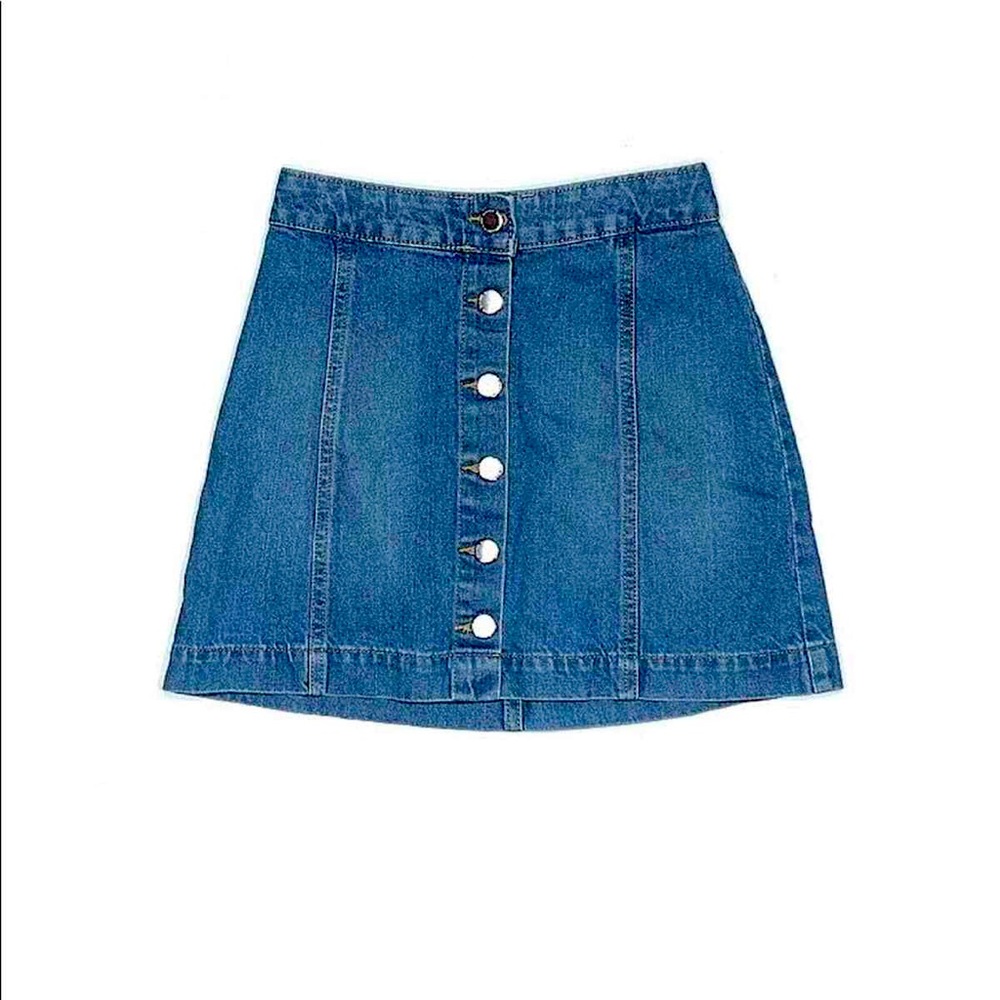DIVIDED By H&M Button Front A-Line Denim Skirt in Size 8